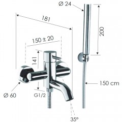 Смеситель для ванны Remer X-Style X02