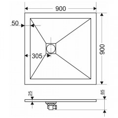 Поддон из искусственного камня Grossman Strong 90x90 GR-S19090Q