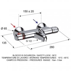 Смеситель для ванны Remer Thermo H05 термостат