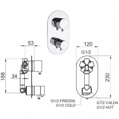 Смеситель для ванны встраиваемый Remer Minimal Thermo NT94 термостат