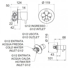 Смеситель для ванны встраиваемый Remer Minimal Thermo NT94C термостат