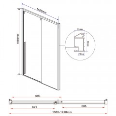 Душевая дверь Vincea Lugano VDS-1L140CLB-1