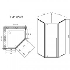 Душевое ограждение Vincea Penta VSP-3P900CL