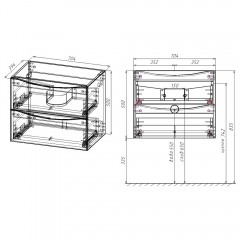 Тумба с раковиной Vincea Mia Slim 700 Beton