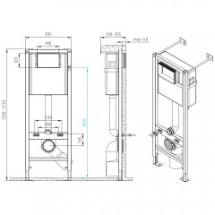 Инсталляция Cersanit Vector + кнопка Corner хром глянцевый + унитаз Cersanit Carina XL Clean On DPL EO slim с сиденьем A64441