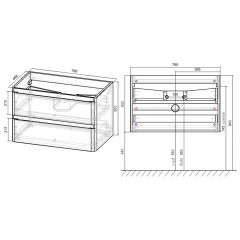 Тумба с раковиной Vincea Vico 800 V.Oak