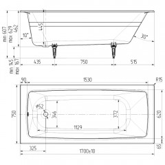 Ванна чугунная Delice France Biove 170x75 DLR220509-AS