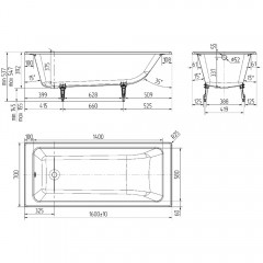 Ванна чугунная Delice France Parallel 160x70 с ручками DLR220504R-AS