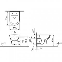 Унитаз подвесной VitrA Zentrum 5795B003-6077 безободковый