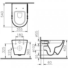 Унитаз подвесной VitrA Zentrum 7551B003-0075 безободковый