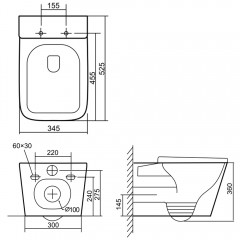 Инсталляция Grohe 38811KF0 + унитаз SantiLine SL-5027MB безободковый торнадо с сиденьем