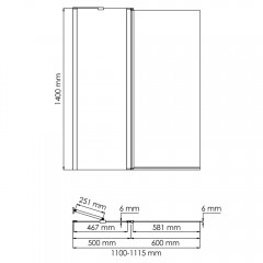 Шторка на ванну WasserKRAFT Salm 27P02-110 Fixed