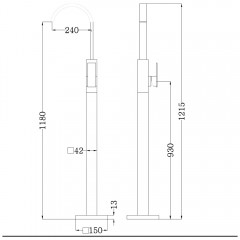 Смеситель для раковины напольный Abber Wasserfall AF8640MRG