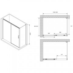 Душевое ограждение Abber Komfort AG93120B-S92B