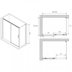 Душевое ограждение Abber Komfort AG93160B-S102B