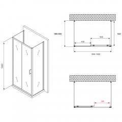 Душевое ограждение Abber Schwarzer Diamant AG30100B-S60B-S60B