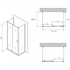 Душевое ограждение Abber Schwarzer Diamant AG30120B-S60B-S60B