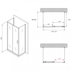 Душевое ограждение Abber Schwarzer Diamant AG30140B-S50B-S50B