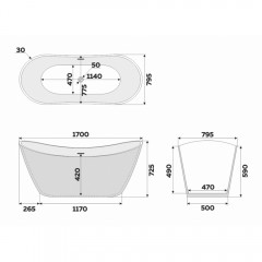 Ванна акриловая Delice France Provanse 170x80 синий DLR440102Bu