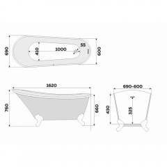 Ванна акриловая Delice France Vintage 162x69 синий DLR440105Bu