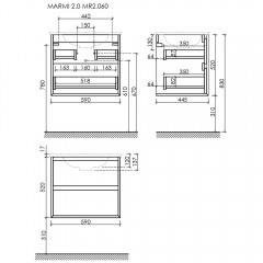 Тумба под раковину Sancos Marmi 2.0 MR2.060ECH