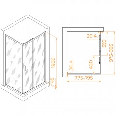 Душевое ограждение RGW Passage PA-245 80x100 410824580-11