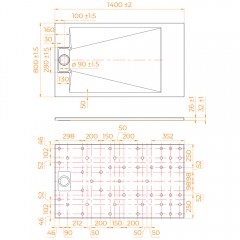 Поддон из стеклопластика RGW SMC TUS-W 80x140 553702814-01