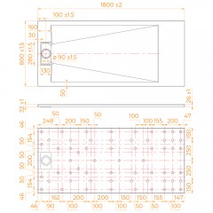 Поддон из стеклопластика RGW SMC TUS-W 80x180 553702818-01