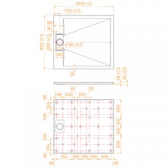 Поддон из стеклопластика RGW SMC TUS-W 90x100 553702910-01