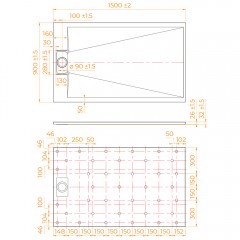 Поддон из стеклопластика RGW SMC TUS-W 90x150 553702915-01