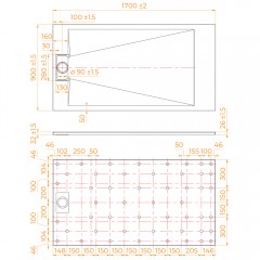 Поддон из стеклопластика RGW SMC TUS-W 90x170 553702917-01