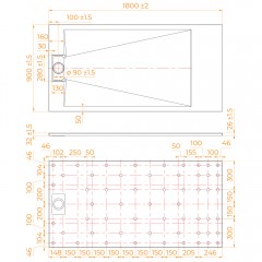 Поддон из стеклопластика RGW SMC TUS-W 90x180 553702918-01