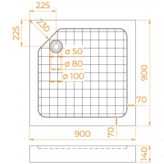 Поддон из стеклопластика RGW SMC-W 90x90 57350199-01