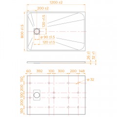 Поддон из стеклопластика RGW SMC TSS-W 80x120 553502812-01