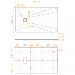 Поддон из стеклопластика RGW SMC TSS-W 90x150 553502915-01