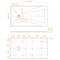 Поддон из стеклопластика RGW SMC TSS-W 90x160 553502916-01