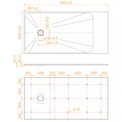 Поддон из стеклопластика RGW SMC TSS-W 90x180 553502918-01