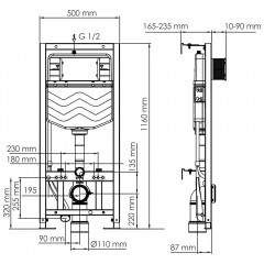 Инсталляция для подвесного унитаза WasserKRAFT Aller 10TLT.010.ME.BN01 с кнопкой смыва