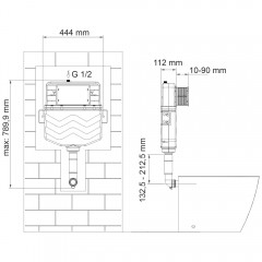 Бачок встраиваемый WasserKRAFT Aller 10TLT.031.ME.BN03 с кнопкой смыва