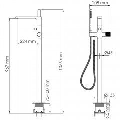 Смеситель для ванны напольный WasserKRAFT Ems 7621