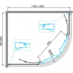 Душевой угол BelBagno Due DUE-RH-2-120/80-C-Cr