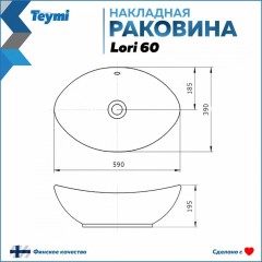 Раковина накладная Teymi Lori 60 T50497