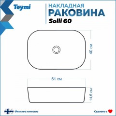 Раковина накладная Teymi Solli 60 T50399