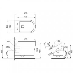 Унитаз подвесной BelBagno Ancona BB1224CHR-SM+BB2011SC безободковый