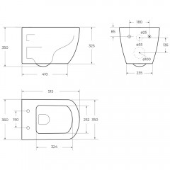 Унитаз подвесной BelBagno Carina BB514CHR+BB5046SC безободковый