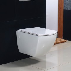 Унитаз подвесной BelBagno Carina BB514CHR+BB5046SC безободковый