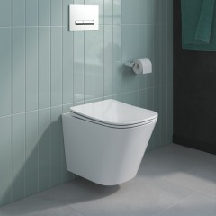 Унитаз подвесной BelBagno Due BB3103CHR+BB3103/3106SC безободковый