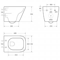 Унитаз подвесной BelBagno Due BB3103CHR+BB3103/3106SC безободковый