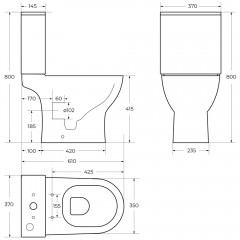 Унитаз BelBagno Lounge BB045CPR+BB045/051T+BB045/051SC безободковый