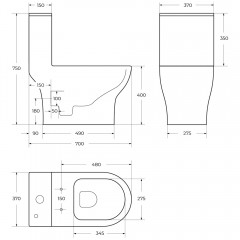 Унитаз BelBagno Lounge BB8618CPR-MN+BB045/051SC моноблок безободковый